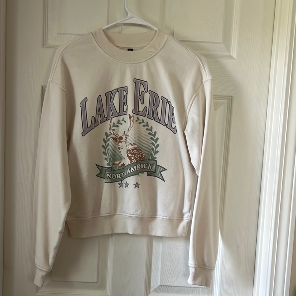 H&M Cream Boxy Long Sleeve Sweatshirt